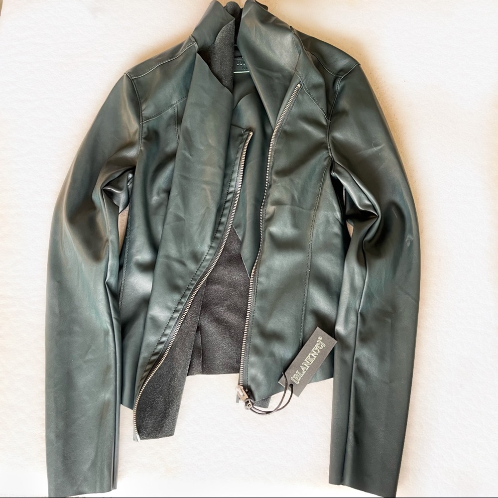 NWT Blank NYC green leather jacket size XS